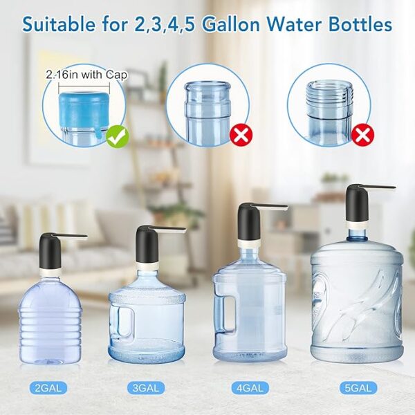 Water Dispenser for Bottle,  ElectricPortable Rechargeable Water Jug Pump | Automatic Drinking Water Pump for Camping Office Home (Random color) - Image 4