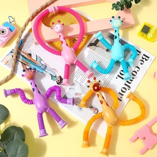 1 Pcs of Animal Pop Tubes Cartoon Giraffe Suction Cup Toys Kids | Stress Relief Squeeze Toys - Image 6