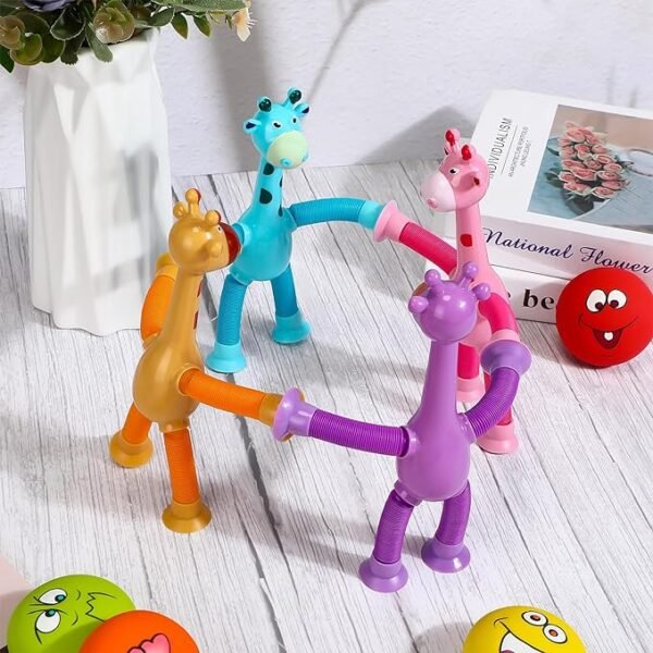 1 Pcs of Animal Pop Tubes Cartoon Giraffe Suction Cup Toys Kids | Stress Relief Squeeze Toys - Image 5