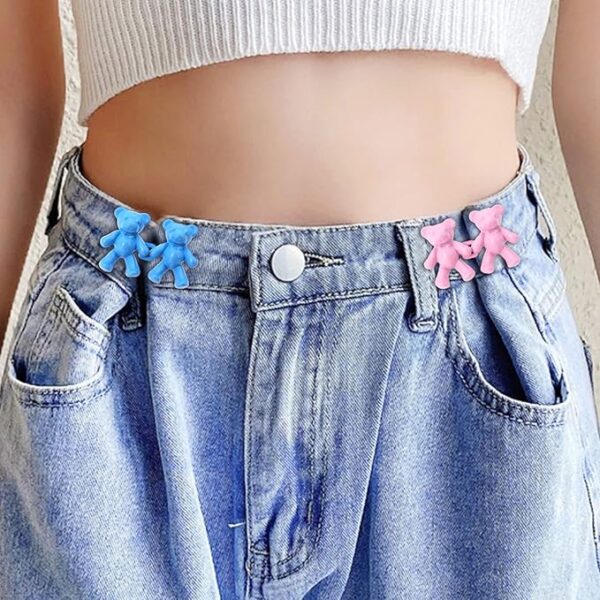 Cute Bear Clips for Pants | Bear Button Pins for Loose Jeans Easy to Instant Reduce Too Loose Pants Waist - Random color (Pack of 2) - Image 7