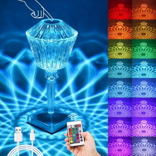Rise Diamond Table Touch Lamp Crystal USB Chargeable - Image 2