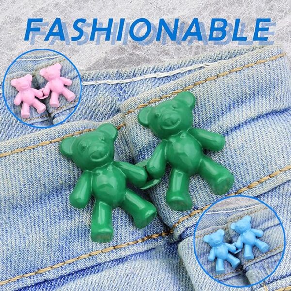 Cute Bear Clips for Pants | Bear Button Pins for Loose Jeans Easy to Instant Reduce Too Loose Pants Waist - Random color (Pack of 2) - Image 6