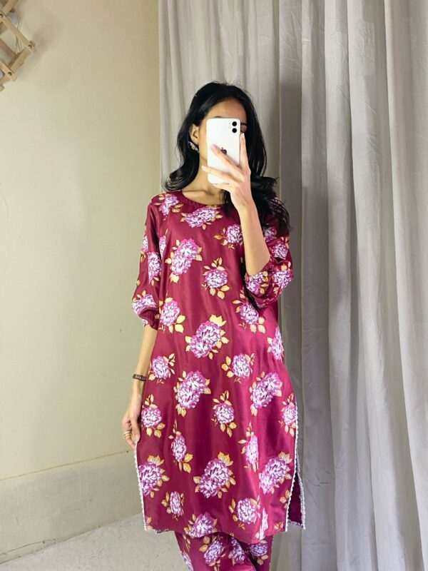 2 Pcs Women’s Stitched Gulab print Linen casual wear for Women - Image 10