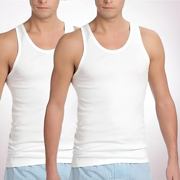 Pack of 2 Men under garment White banyan Round Neck Sleeveless Plain/Solid Undershirt/Vest Men's Under vests - Image 8