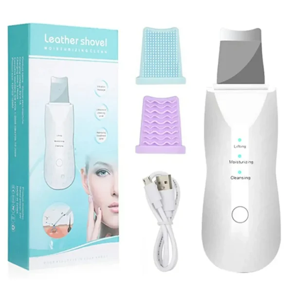 Blackhead Shovel Machine for Facial Skin Scrubber Lifting Moisturizing & Cleansing Skin Dirt Machine | Blackhead Remover Facial Cleansing Tool (White) - Image 2
