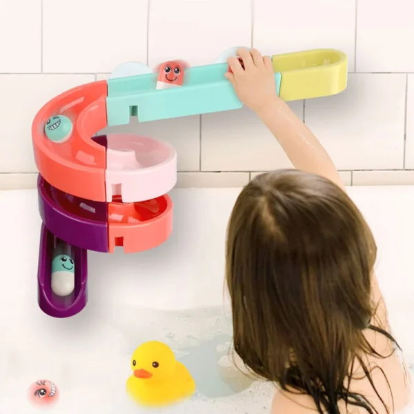 Bath Time Ball Track Water Play 24 pieces | Kids Bath Toys Wall Suction Cup Marble Race Run Track Bathroom Bathtub Baby Play Water Games Toy Kit for Boys Girls - Image 4