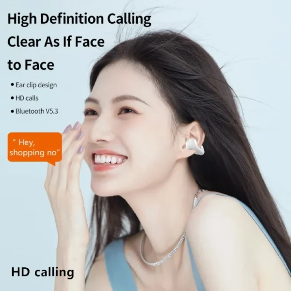 Ear cuff Wireless Earbuds Bluetooth 5.3 With Earhooks Mini Bone Conduction EARCUFFS Headphones Waterproof Cycling Earpiece Noise Sports Earphones (Random Color) - Image 6