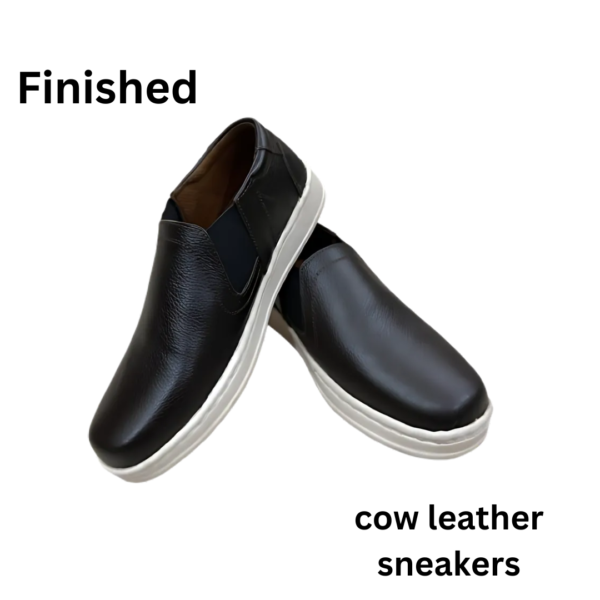 Finished cow leather sneakers for men (Dark Chocolate Brown)