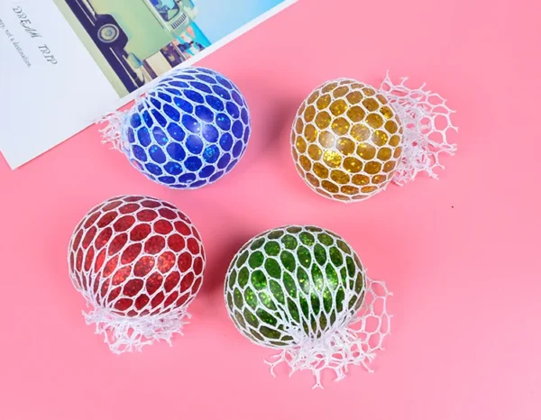 (12 pcs box) Mesh Squishy Stress Rainbow Color Balls for Kids Fidget Toy - Image 5