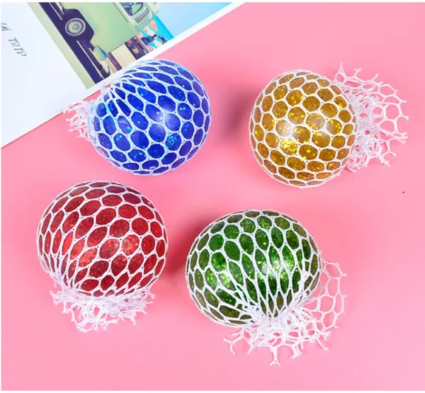 (12 pcs box) Mesh Squishy Stress Rainbow Color Balls for Kids Fidget Toy