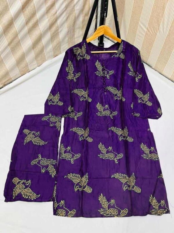 (purple ) Sparrow Block print Stitched Suits casual wear for girls  (Lilen) - Image 4