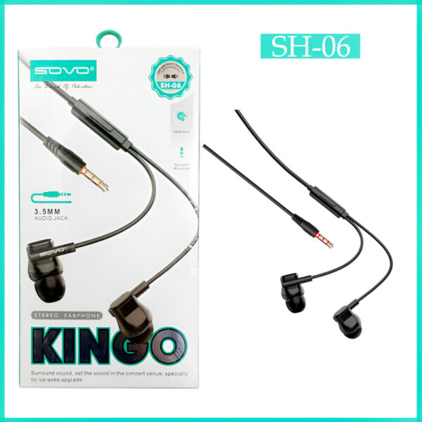 SOVO SH-06 Kingo Stereo Handsfree Earphones With HD Microphone