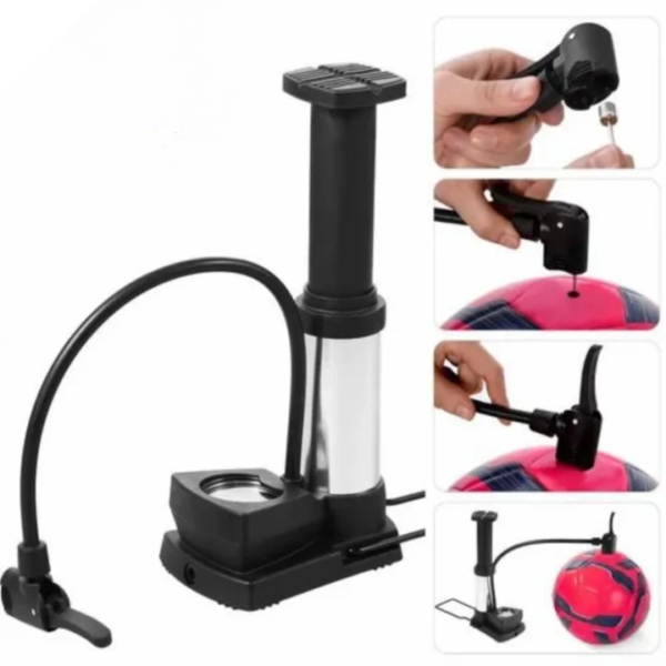 High Pressure Foot Air Pump with Gauge, Heavy Duty Foot Pump for Bike, Ball, Scooter, Car, Inflatable Toys, Mini Pump - Image 4