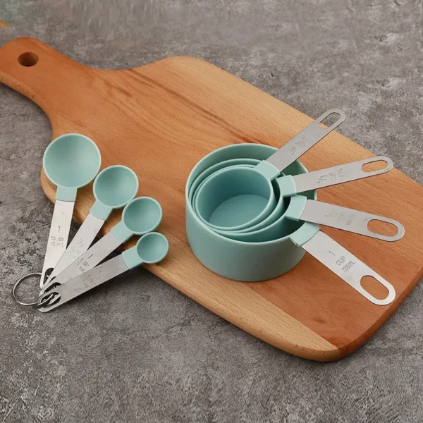 8PCS Measuring Cups Spoons Set For Baking Cake Pastry Cooking Utensils Stainless Steel Handle (Random color) - Image 4
