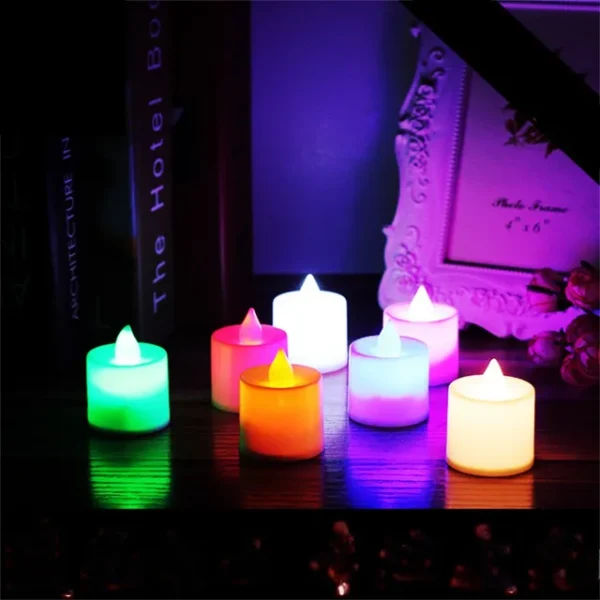 24 Pcs Led candles Colorful LED Candles Lights Battery Operated Flameless Tealight Fake Candles Lamp