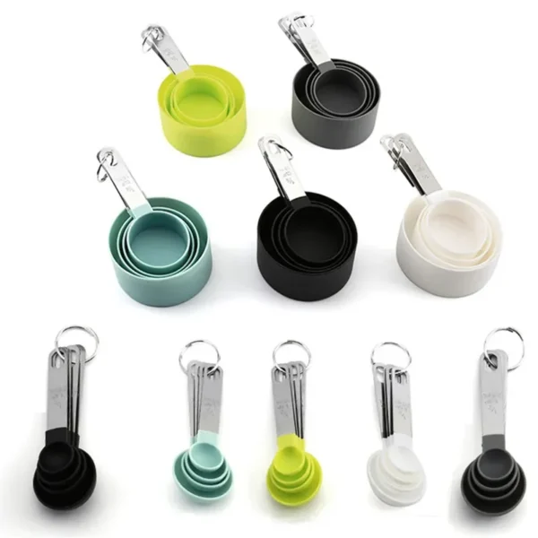 8PCS Measuring Cups Spoons Set For Baking Cake Pastry Cooking Utensils Stainless Steel Handle (Random color) - Image 7