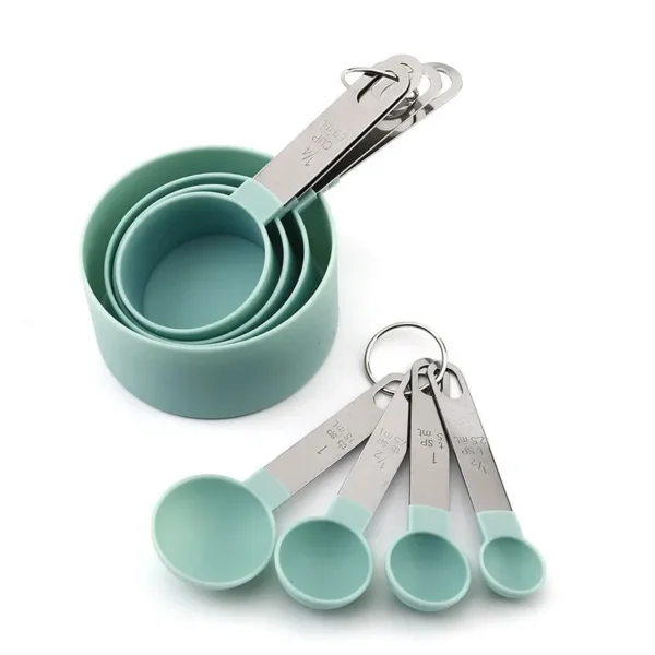 8PCS Measuring Cups Spoons Set For Baking Cake Pastry Cooking Utensils Stainless Steel Handle (Random color) - Image 6