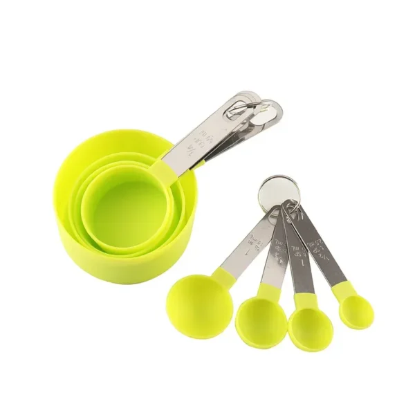 8PCS Measuring Cups Spoons Set For Baking Cake Pastry Cooking Utensils Stainless Steel Handle (Random color) - Image 3