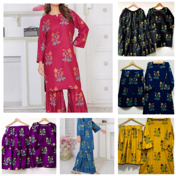 Lilen Block Flower Print 2pc Suit Shararah style