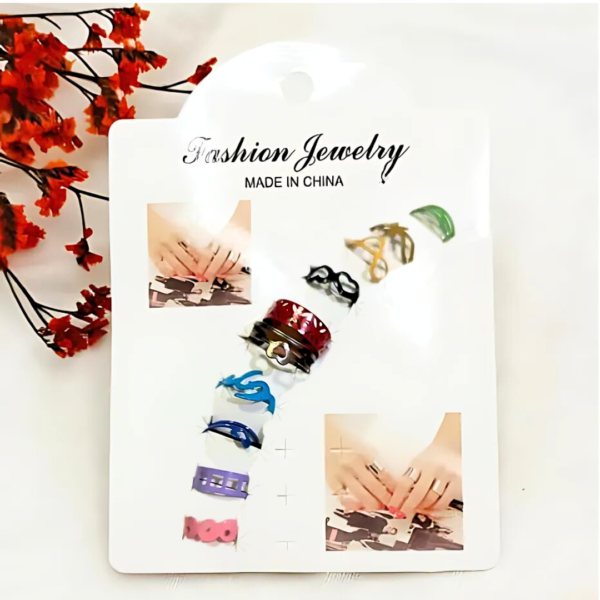 10 Pcs - Multi color ring set  Fashion Jewelry for girls & women Gift Birthday Wedding Anniversary (Random color & Design)