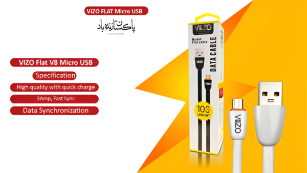 Flat V8 Fast Cable | Data Cable | Fast Charging Data Cable - Image 2