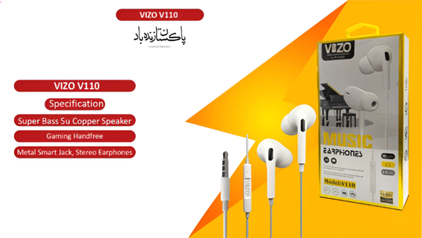 VIZO V110 Super Bass Hand free | Wired In Ear Phones for Men and Women - Image 2