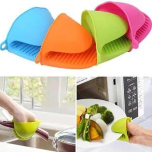 Silicone Heat Resistant Gloves Clips Insulation Non Stick Anti-slip Pot Bowel Holder Clip Cooking Baking Oven Mitts - Pair (Random Color)