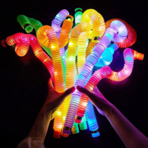 Pop Up Pipe Light Changing Toy For Kids - 3 Different Lighting Modes (Random Color)