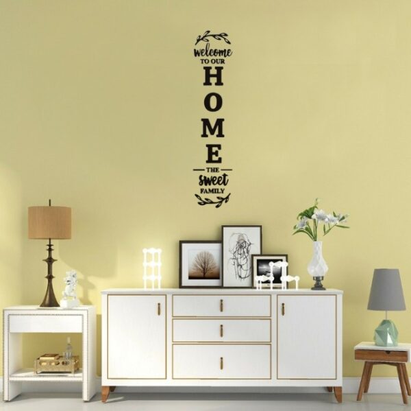 Welcome To Our Home The Sweet Family 3d Sticker Wall Art | Black Vinyl Sticker - Image 2