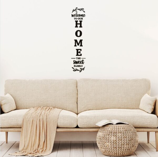 Welcome To Our Home The Sweet Family 3d Sticker Wall Art | Black Vinyl Sticker - Image 3