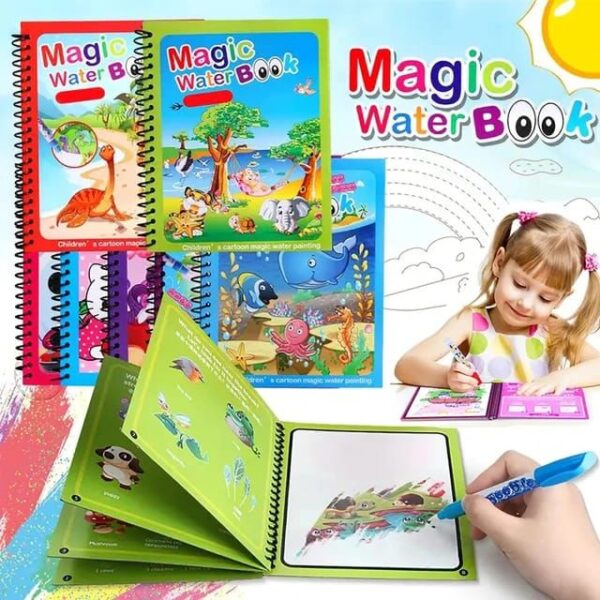 Magic Water Book Painting Drawing Coloring Board Book Doodle & Magic Water Pen (random book )