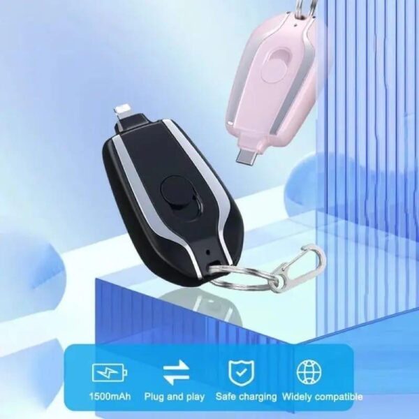 Keychain Portable Charger, Mini Power Emergency Pod Key Ring Cell Phone Charger, Ultra-Compact External Fast Charging Power Bank (Type C) (Random Color)