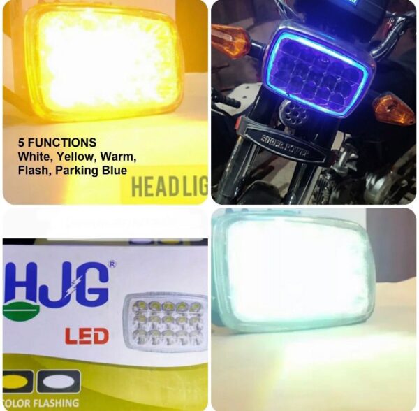 5 function led headlight 15 led white and Fog light  high beam 15 led fog bike headlight for 70 & 125/All functions led light