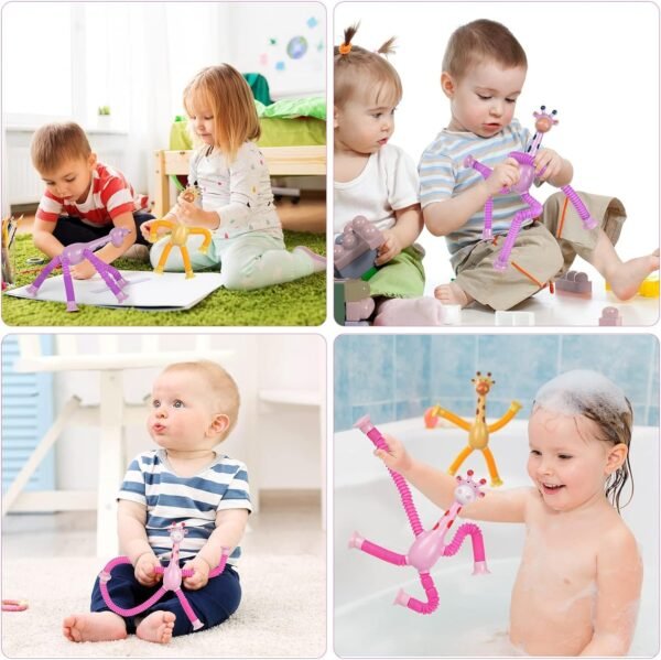 1 Pcs of Giraffe Pop Tube Sensory Fidget Toy | Animal Pop Tubes Cartoon Giraffe Suction Cup Toys Kids | Stress Relief Squeeze Toys - Image 5