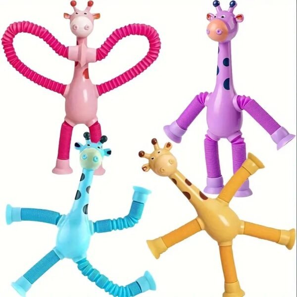 1 Pcs of Giraffe Pop Tube Sensory Fidget Toy | Animal Pop Tubes Cartoon Giraffe Suction Cup Toys Kids | Stress Relief Squeeze Toys - Image 6