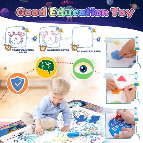 Magic Water Doodle Waterproof Canvas Mat | Washable Drawing Mat | Reusable canvas Perfect for kids - Image 5