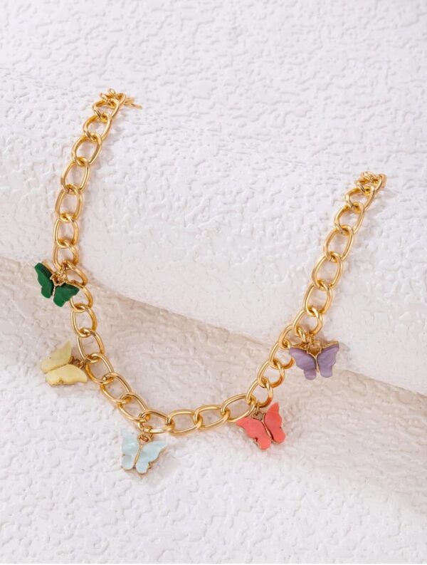 Elegant Multi Color Butterfly Chain Material Alloy /Beautiful Chain Necklace with Butterfly charms (Random Colors) - Image 2