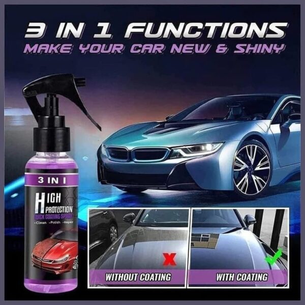 3 in 1 High Protection Quick Car Coating Spray, Ceramic Car Coating Spray Crystal Coating for Car Wax Spray Plastic Parts Refurbish Agent Car Hand Spray (100 ml) - Image 10