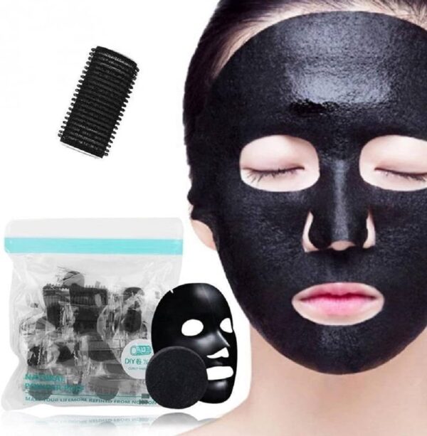 Bamboo charcoal Compressed mask | Charcoal Magic Facial Tablet Face Tissue Napkin Paper Mask for Men Women to Moisturizing Brighten Whiten Tighten Face - Pack of 25 pcs - Image 3