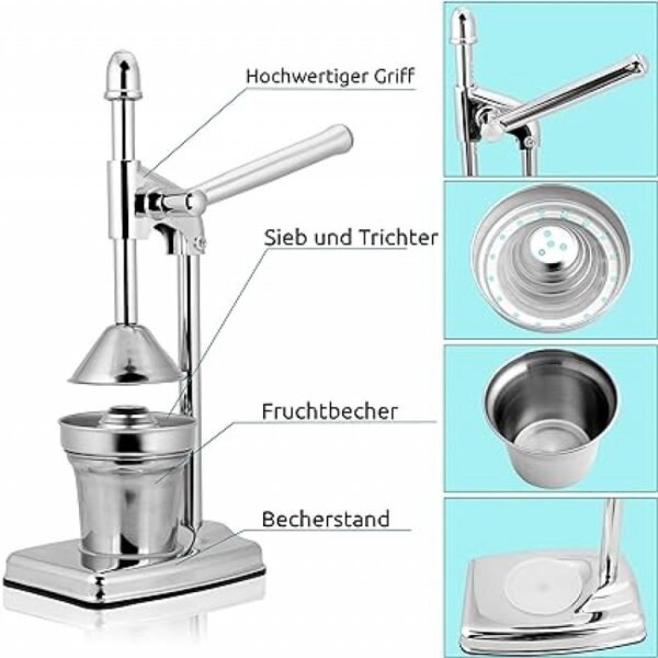 Manual Juicer, Hand Press Citrus Presser with Stainless Steel Cup, Portable Countertop Juice Squeezer for Lemon (Random color) - Image 13