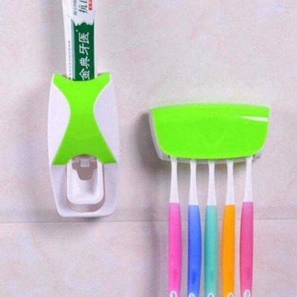 Automatic Toothpaste Dispenser with Brush Holder - Random colors - Image 10
