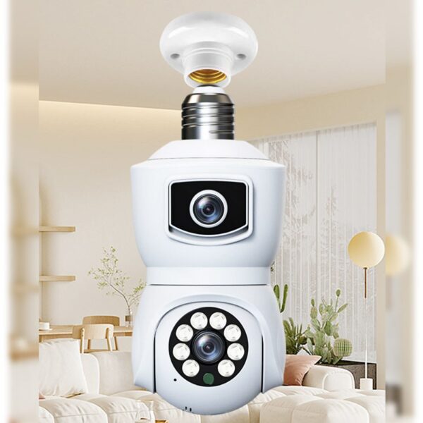 4K wireless wifi Dual-Lens Security Camera with 3MP Lens | Bulb Camera | 360 degree rotation - Image 3