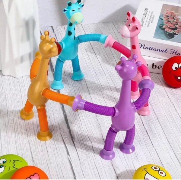 Giraffe Pop Tube Sensory Fidget Toy | Animal Pop Tubes Cartoon Giraffe Suction Cup Toys Kids | Stress Relief Squeeze Toys (Random colors & Animal)