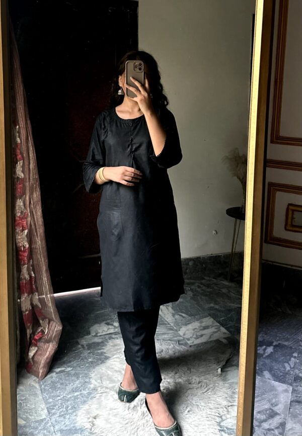 Black 2pc Suit Plain Shirt & Trouser-New Design New Trendy Party Wear for Girls/Women - Image 2