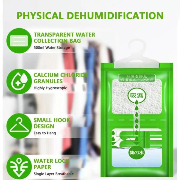 1pcs Moisture Absorbers Hanging Closet Dehumidifier Bags Moisture Abso Wardrobe Closet & Bathroom Walls Humidity Balls Hanging Packet - Image 5