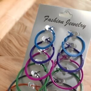 Trendy Plain Hoops, Pack Of 6 Multi Color
