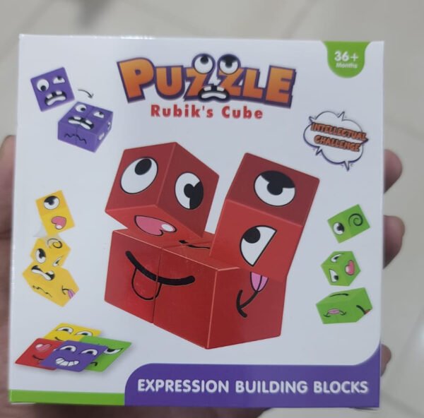 fun face puzzle cube children wooden face changing cube game - 32 cards - Image 5