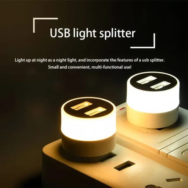 Portable USB Night Light Splitter with 2 Ports for Laptop,PC and CHARGING - Image 4