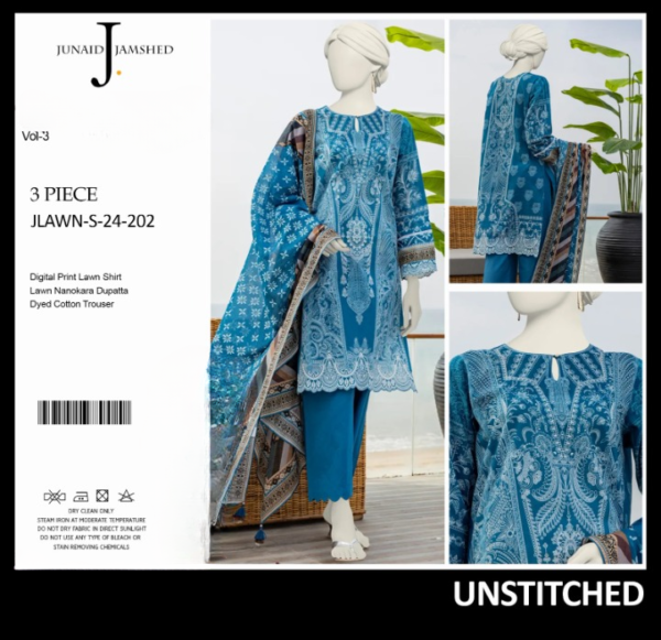 "JUNAID JAMSHED" Printed Lawn | Unstitched Collection 3 Pieces Casual Wear| Summer - Image 2