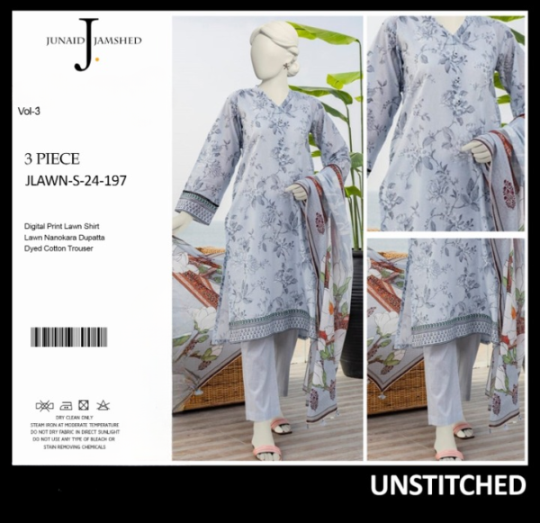 "JUNAID JAMSHED" Printed Lawn | Unstitched Collection 3 Pieces Casual Wear| Summer - Image 2